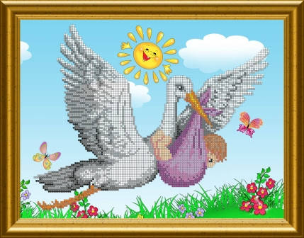 

Схема для вишивки бісером Лелека з немовлям. Арт. СКМ-54