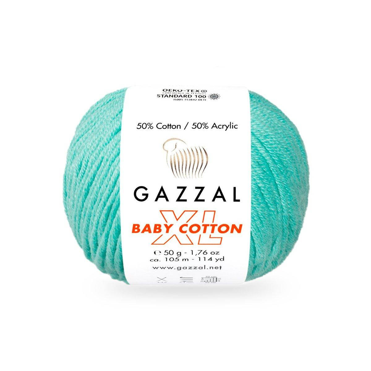 

Gazzal Baby Cotton XL (Газзал Беби Котон ХЛ) № 3452 бирюзовый (Пряжа с хлопком, нитки для вязания)