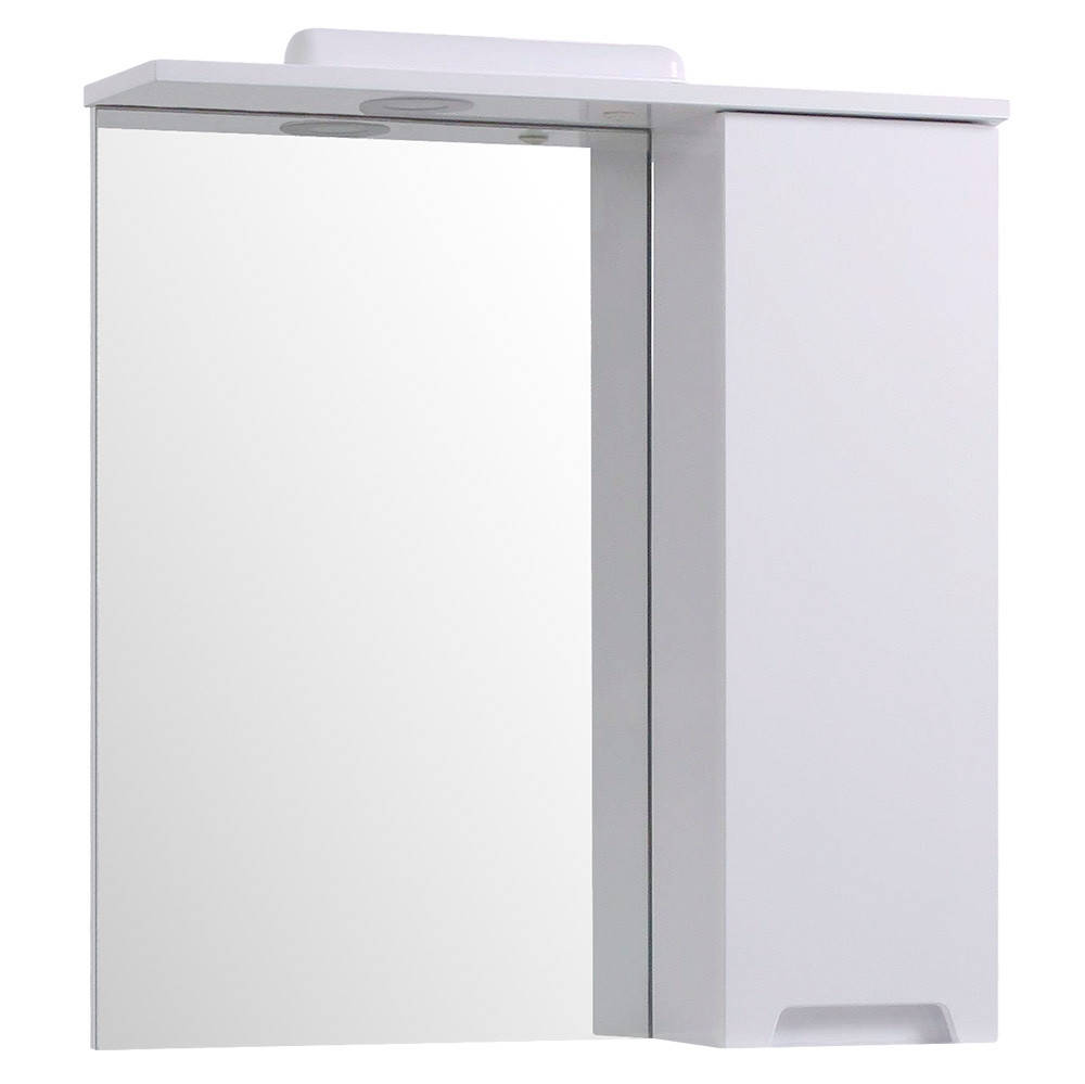 

Зеркало ЮВВИС в ванную комнату 60 см белое АМЕЛИЯ со шкафчиком правым