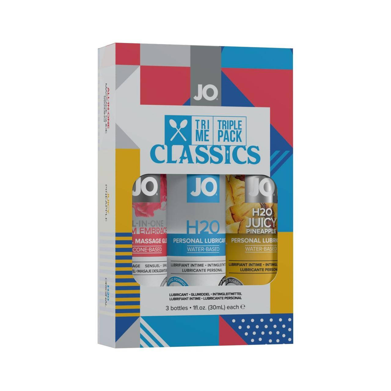 

Набор System JO Tri-Me Triple Pack – Classics (3 х 30 мл) водная, силиконовая и вкусовая смазки