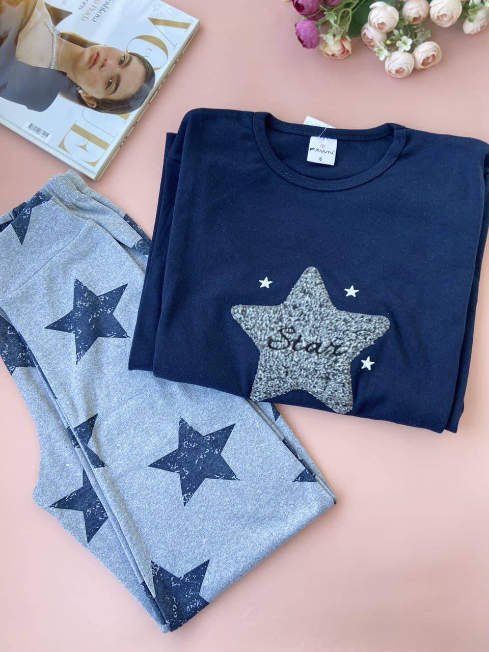 

S/M/L/XL Женский пижамный комплект для дома и сна кофта с длинным рукавом и штаны с манжетами