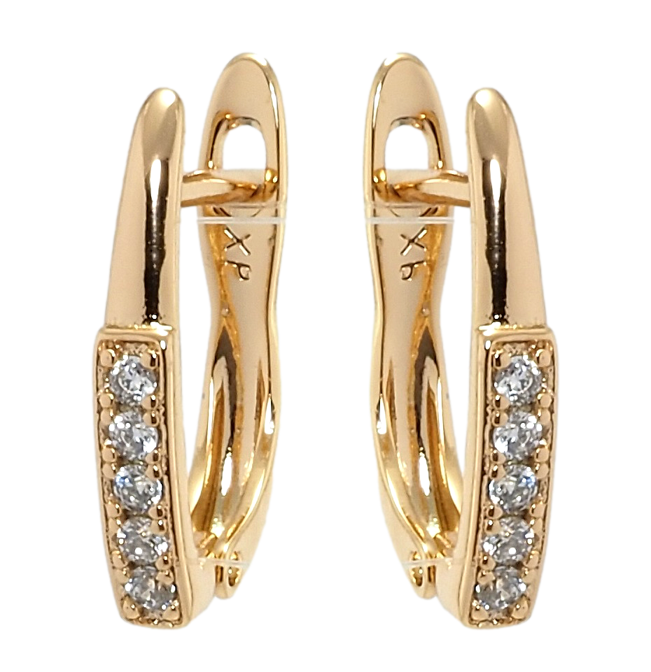 

Серьги Xuping Позолота 18K английский замок "Дорожки циркония"