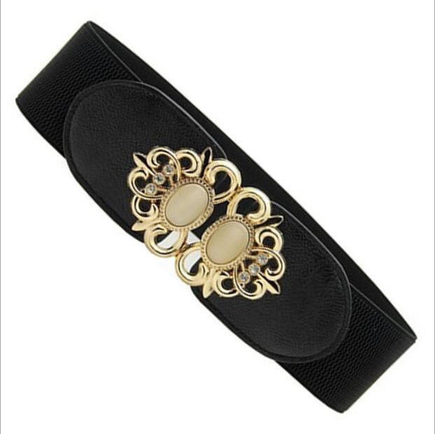 

2156Женский ремень тканевой черный (резинка)