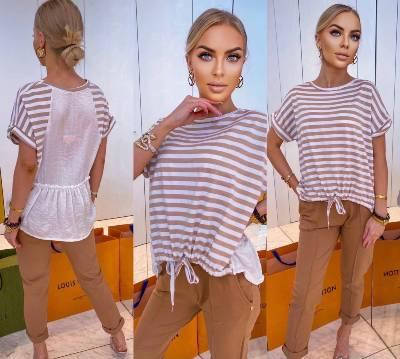 

Женский летний брючный костюм норма и батал новинка 2021, Капучино