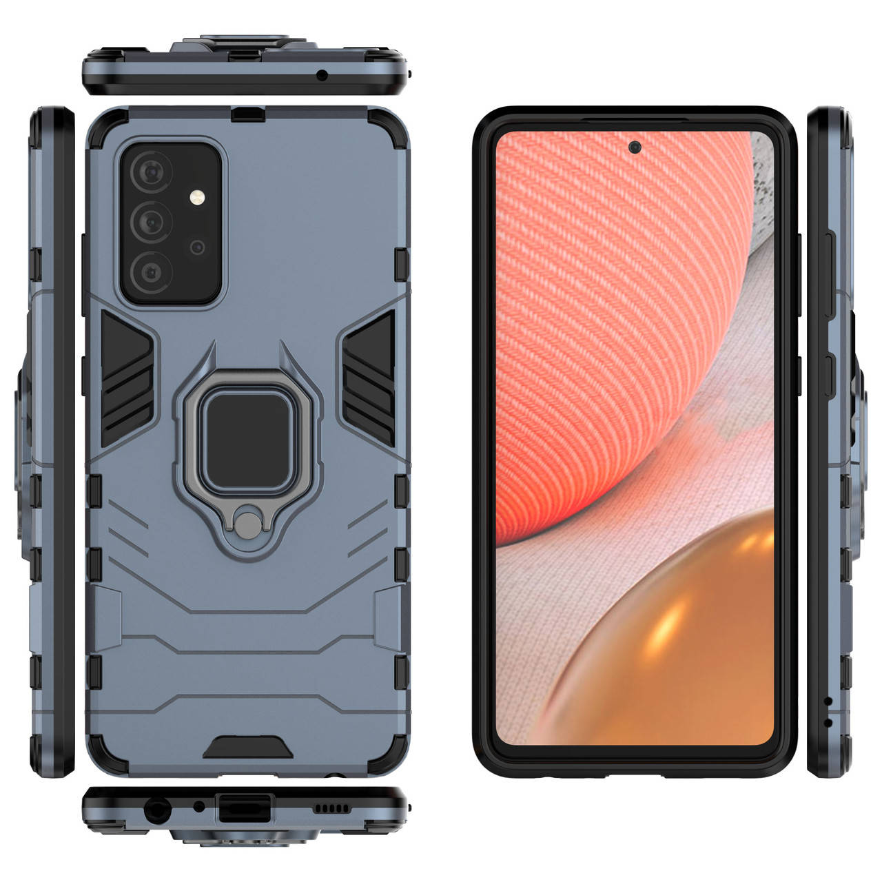 

Бронированный чехол для Samsung Galaxy A72 A725 с кольцом Navy Blue, Голубой