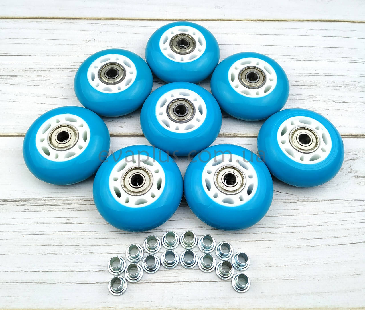 

Колеса для роликовых коньков 64 мм. 8 шт (голубые)