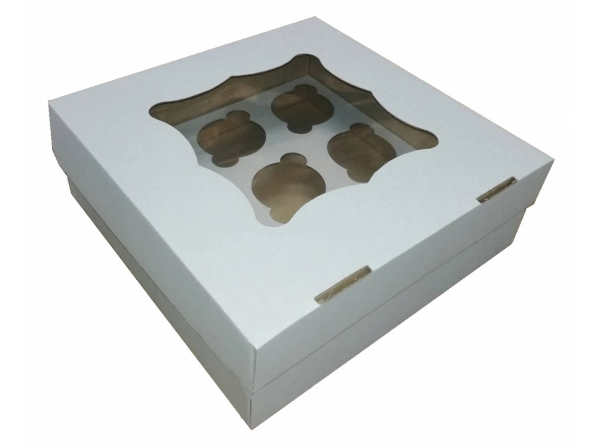 

Коробки для кексов, маффинов, капкейков для 9 шт. Гофра (Упаковка 3 шт.), Белый