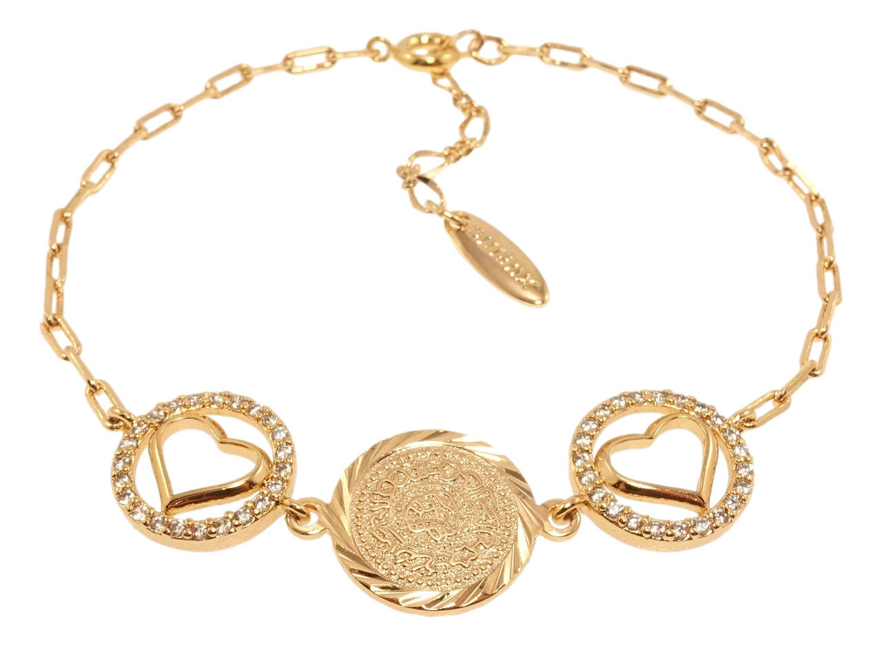 

Браслет XP QQMM Позолота 18K "Якорное плетение с романтичной вставкой" длина с доп.цеп. 18-21см х 2мм