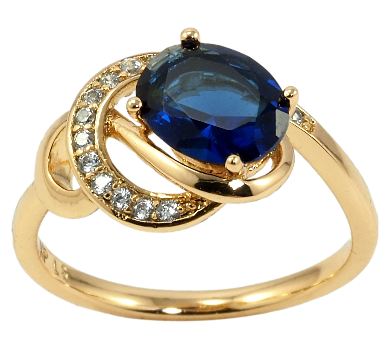 

Кольцо Xuping Позолота 18K "Орнамент с синим фианитом" р.17,17.5,18.5