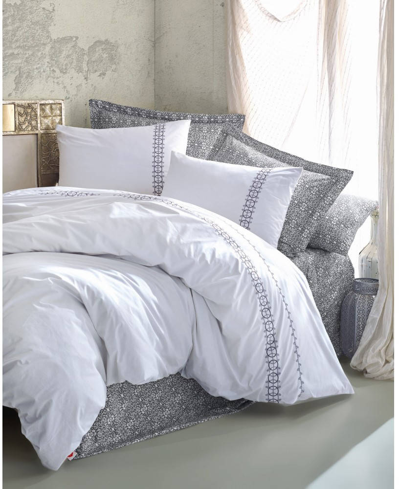 

Двуспальный евро комплект постельного белья Cotton Box Majestic Paola gri/grey, Серый