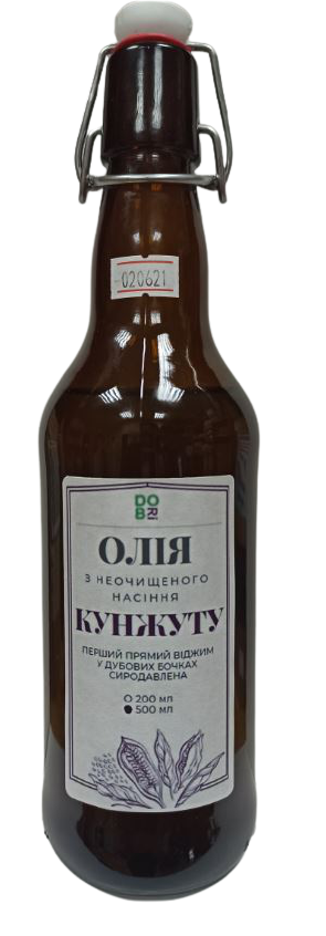 

Кунжутное масло с неочищенных семян, холодный отжим в дубовой бочке, (500 мл)