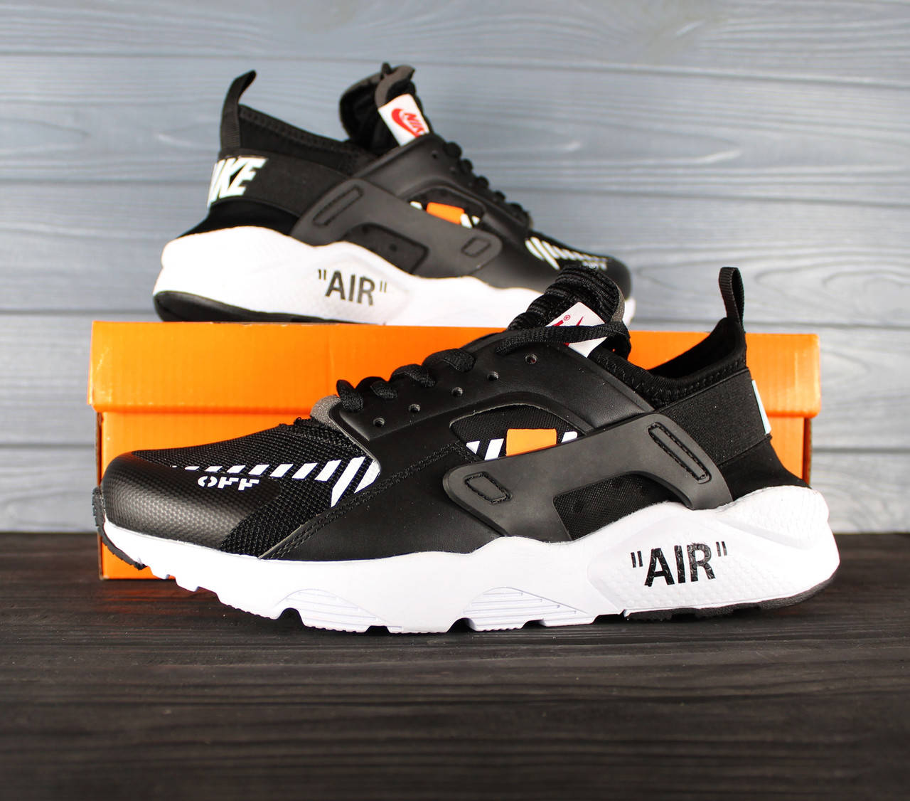 

Мужские кроссовки Nike Air Huarache & Off White черные, Черный