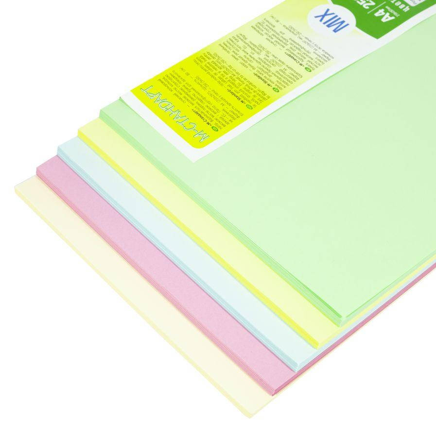 

Микс М-стандарт Пастель А4 80гр/м2, 250 листов - 5 цветов, Разные цвета