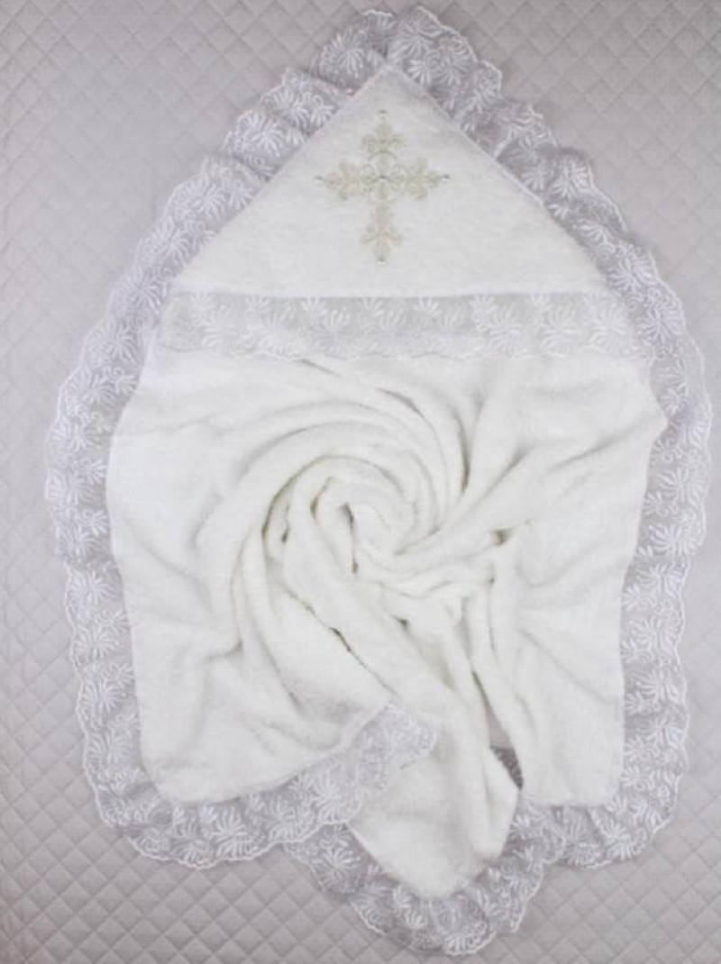 

Махровая теплая крыжма для Крещения Ласковая, Белый