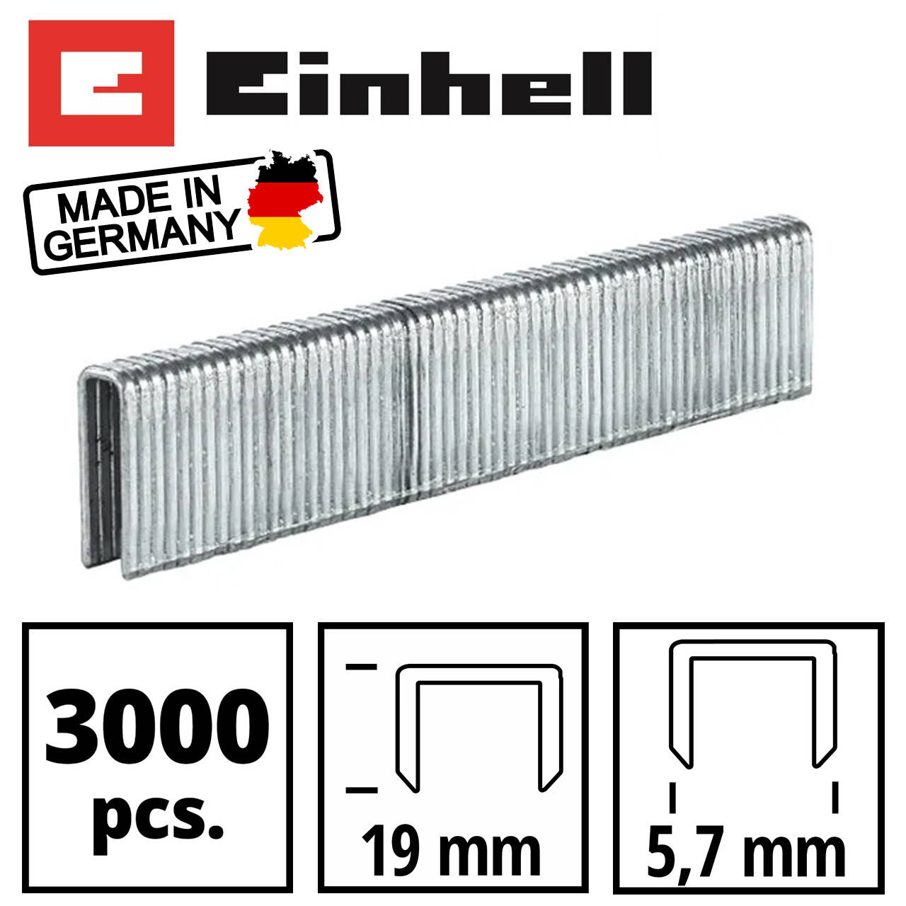 

Скобы для степлера 5,7х19 мм 3000 шт Einhell KWB Германия
