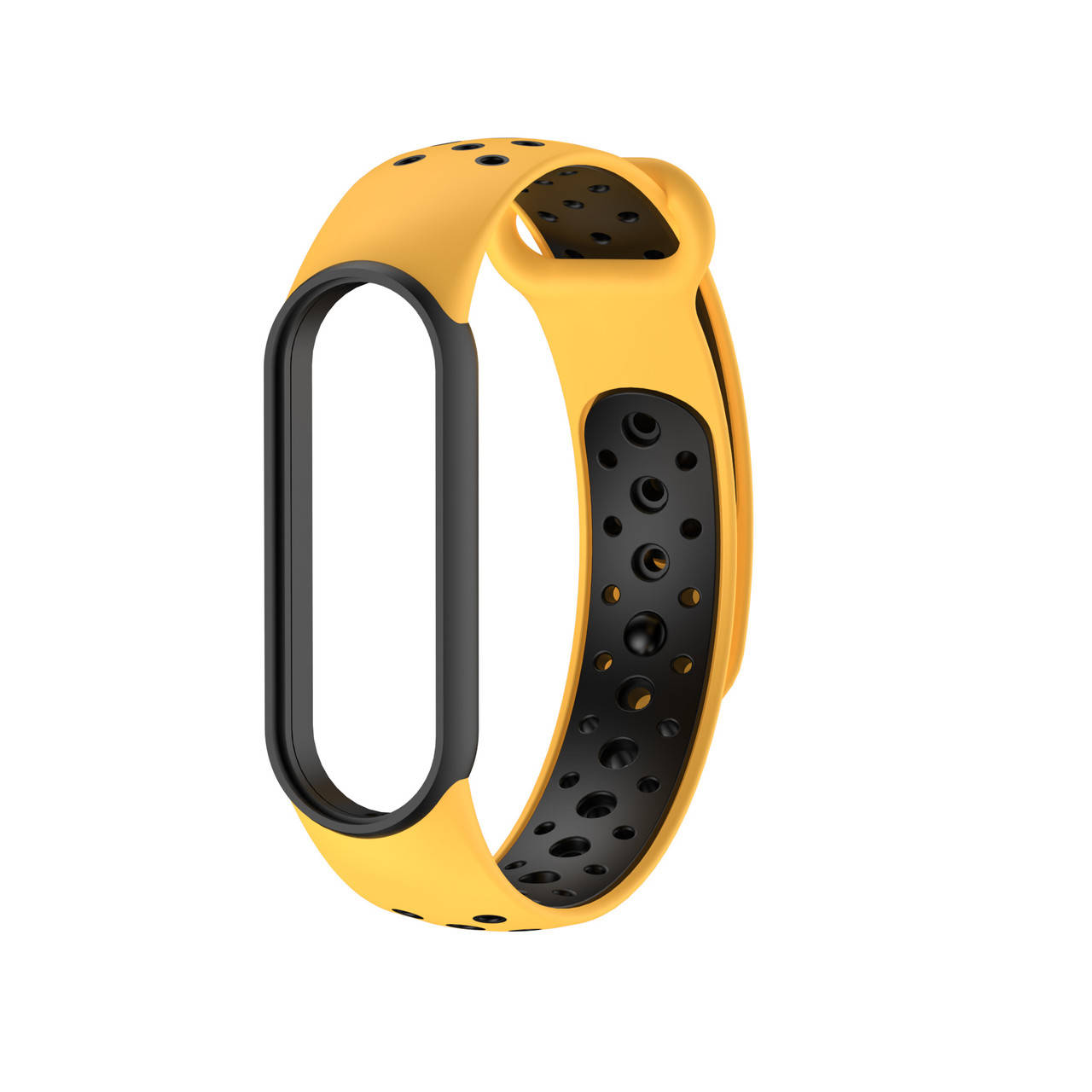 

Mi band 5 ремешок ми бенд 6 перфорированный желто-черный