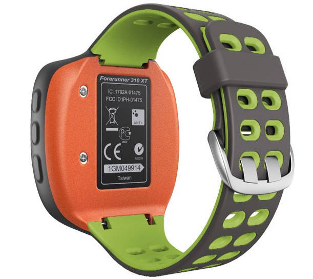 

Cменный силиконовый ремешок для часов Garmin Forerunner 310XT Серо-зелёный