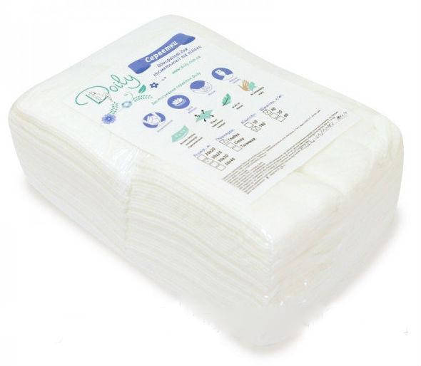 

Салфетки 20 см х 20 см (100шт сложены в пластах) гладкая (пл. 40 г/м2) Doily
