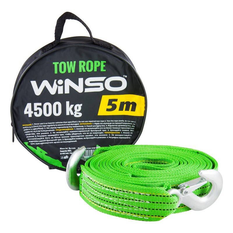 

Трос буксировочный 4,5 т. 5 м с крюками WINSO в сумке