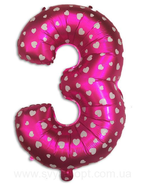 

Фольгированная цифра "3", РОЗОВАЯ В СЕРДЕЧКО - 70 см (32 дюйма)