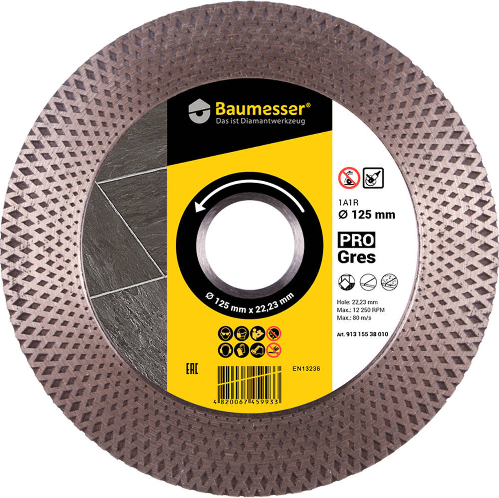 

Круг алмазный отрезной Baumesser 1A1R PRO Gres 125x2.0x8/20x22.23 мм Сплошной (91315538010)