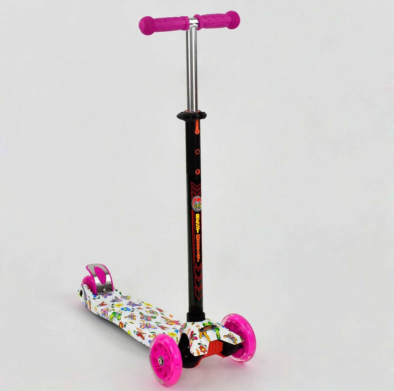 

Самокат А 24652 /779-1396 MAXI "Best Scooter" 4 колеса PU. СВЕТ, d=12 см