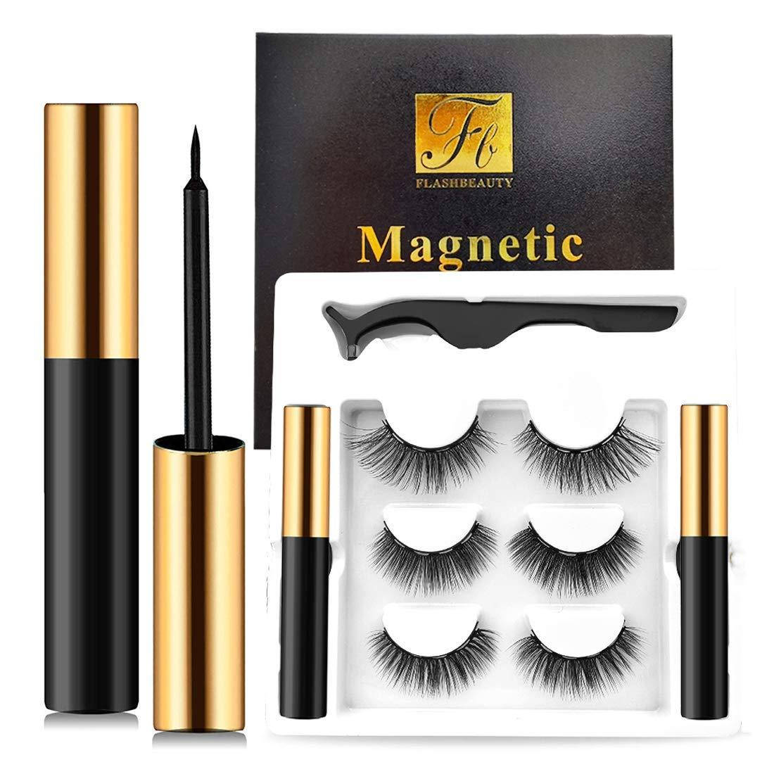 

Набор Магнитных Многоразовых Накладных Ресниц Flashbeauty с 2 Тюбиками Магнитной Подводки и Пинцетом, Черный