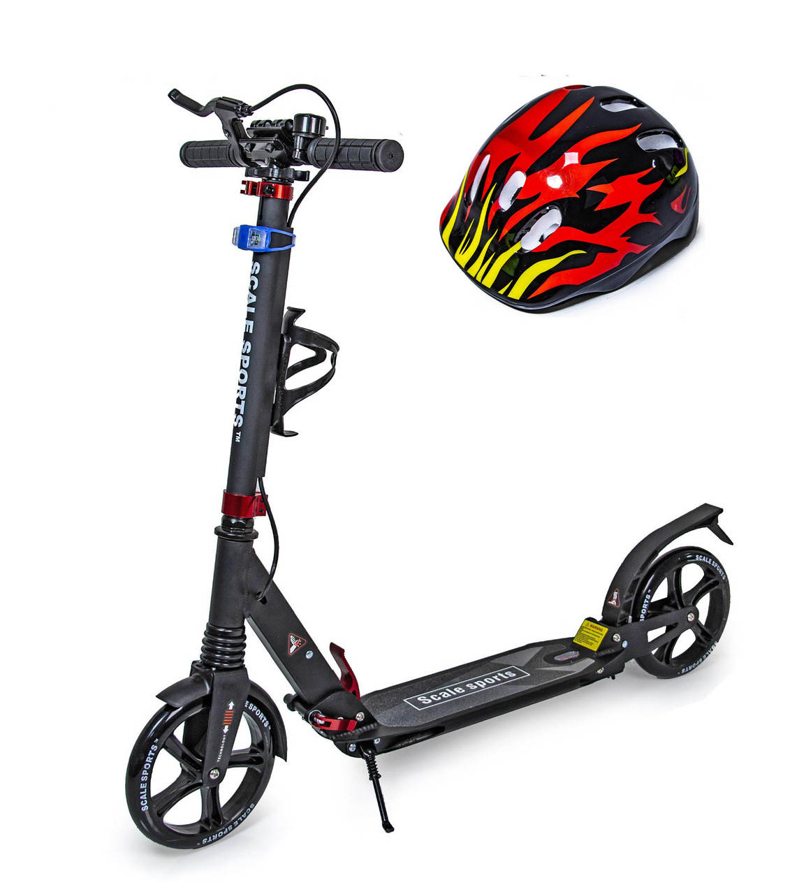 

+ Шлем + Самокат двухколесный для детей и взрослых Scale Sports SS - 10 Черный цвет ручной тормоз