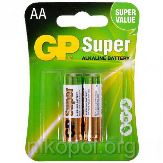 

Батарейки GP 15A-U2 LR6 Super, размер АА (пальчиковая), в блистере (пара)