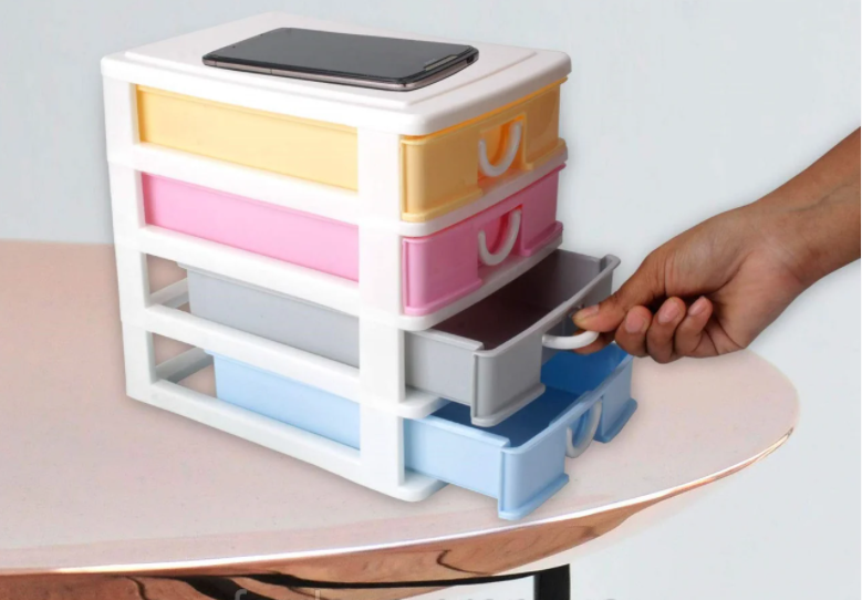 

Мини комод пластиковый на 4 ячейки 25*22*15 см