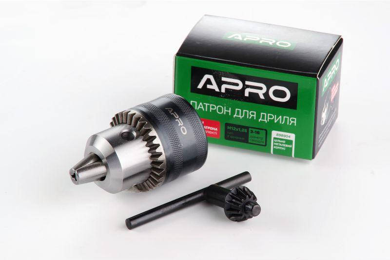 

Патрон для дрели APRO с ключом M12*1.25, 3.0-16мм
