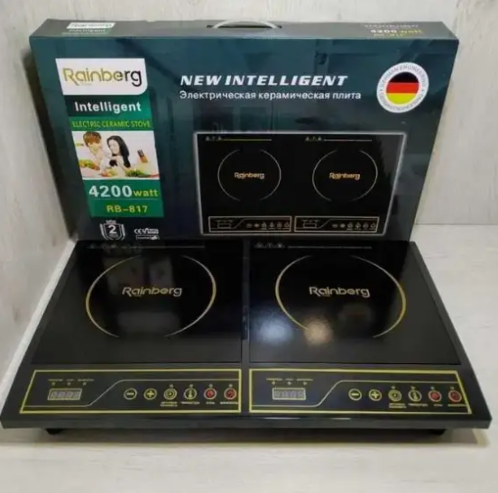 

Плита индукционная, 4200W на 2 конфорки настольная Rainberg RB-817