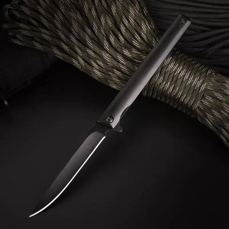 

Стильный компактный складной нож Flipper M390 FullMetal с кожаным чехлом, Черный