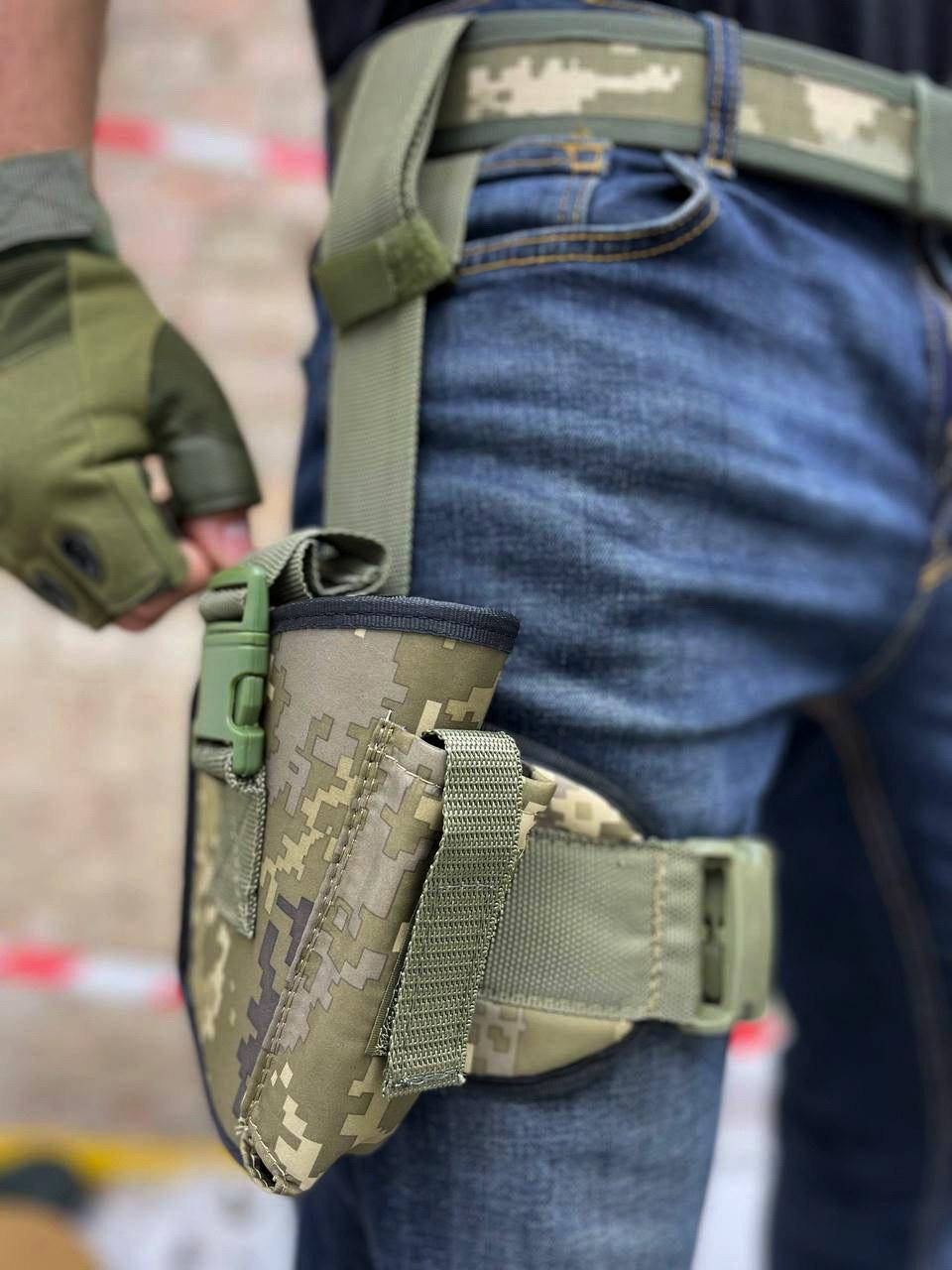 

Набедренная кобура цвет Пиксель ММ-14 под пистолет тактическая для правостороннего ношения, Хаки