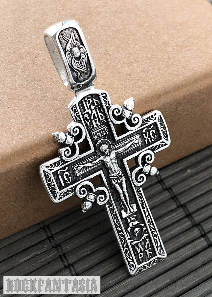 

Серебряный мужской крестик православный нательный