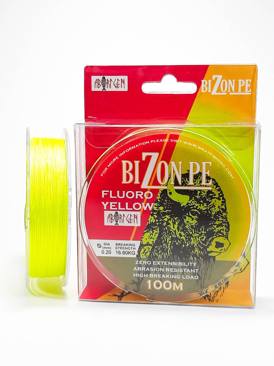 

Шнур Bizon PE Fluoro Yellow 100м. 0.06мм., Желтый