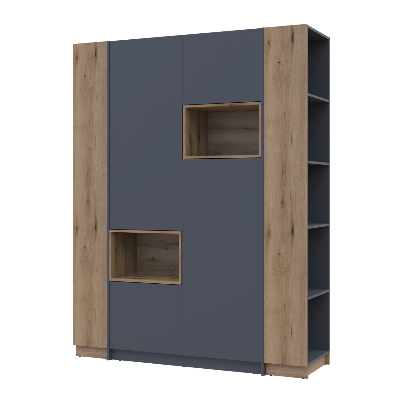 Шафа для одягу з нішею та етажеркою Doros Дейл Графіт/Дуб Евок 2 ДСП 143.2х52х220 (42005154) 8