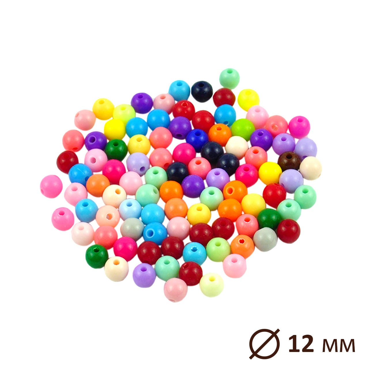 

Бусина круглая, акрил, Ассорти Ø 12 мм, 10 шт