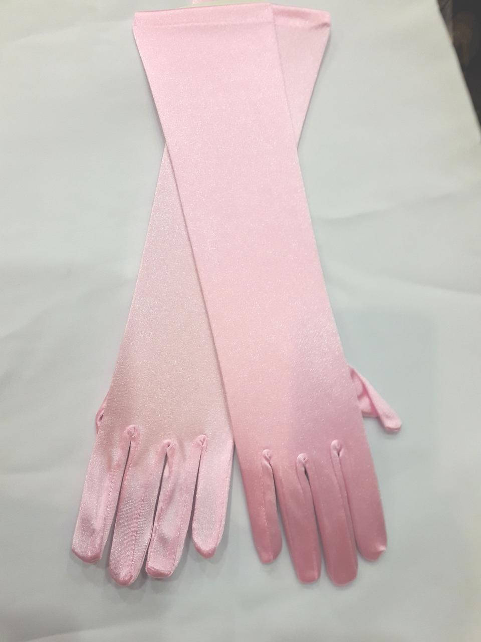 

Перчатки атласные женские. Рукавички жіночі атласні довгі рожеві 37-38 см., Розовый
