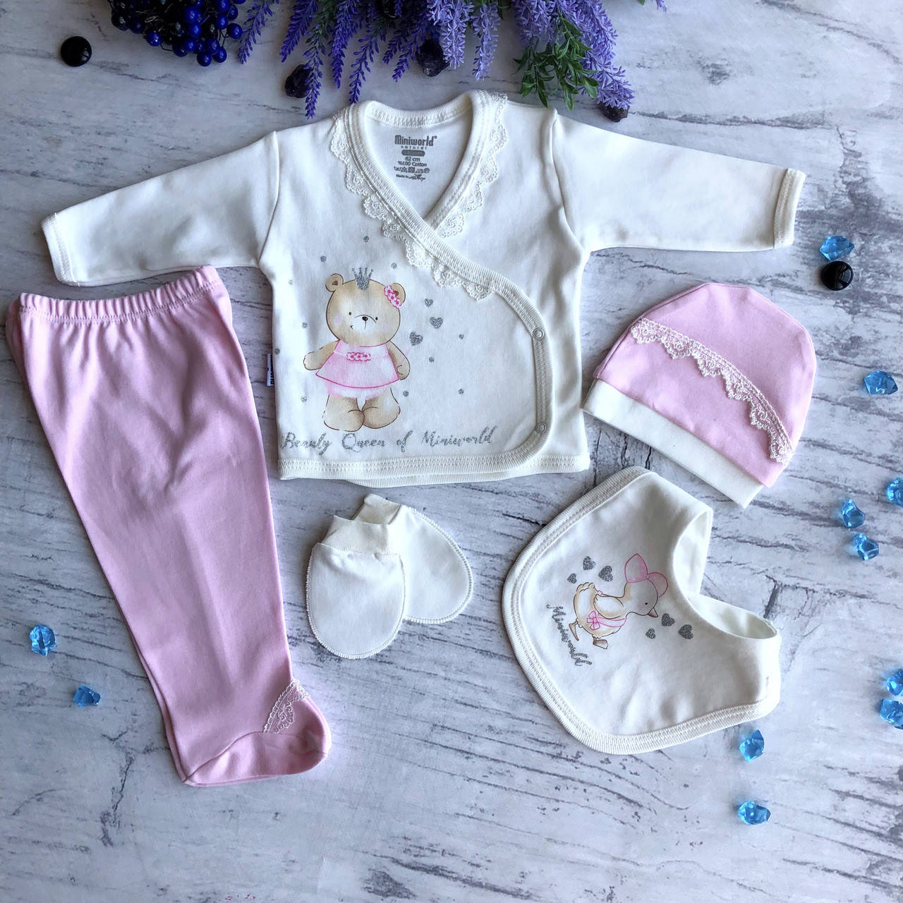 

Крестильный костюм, набор на выписку для девочки Miniworld 2. Размер 62 см