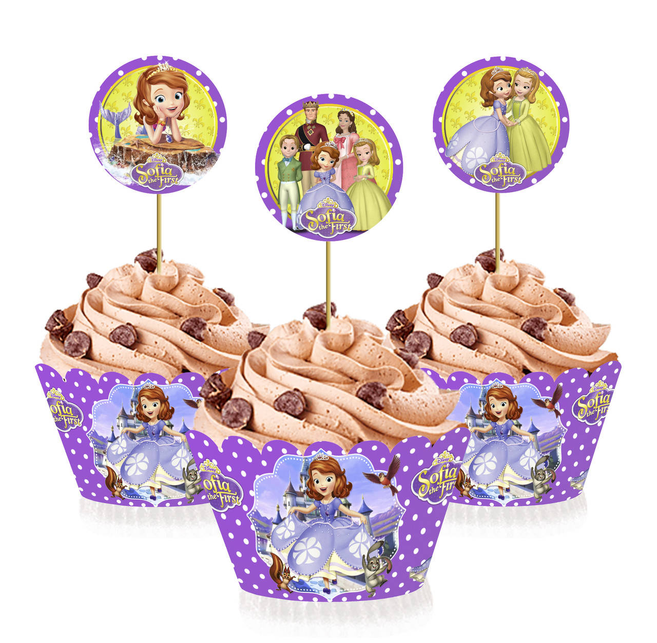 

Топперы для капкейков " принцесса София ", 6 шт.