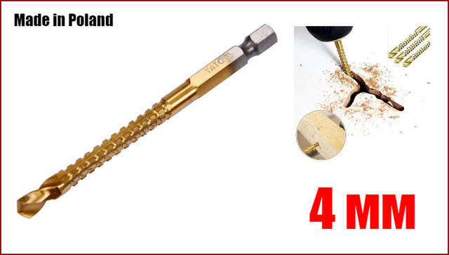 

Сверло фрезерное по металлу под шуруповерт 4 мм Yato YT-44821