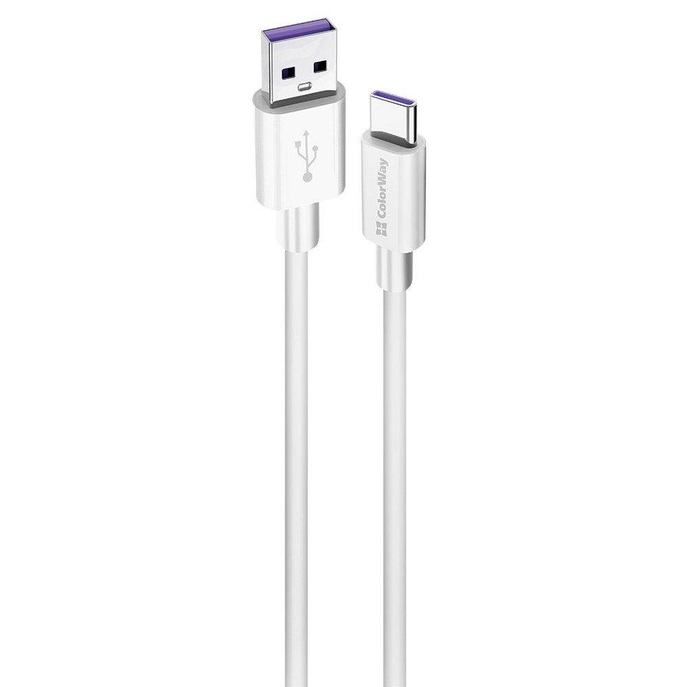 

Кабель для телефона USB Type C ColorWay, белый, 1 метр, провод шнур зарядка тайп си