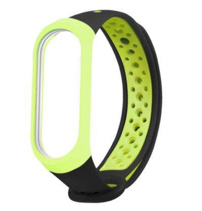 

Браслет ремешок Xiaomi Mi Band 3/4/5/6 Mi Band Сяоми черно-салатовый
