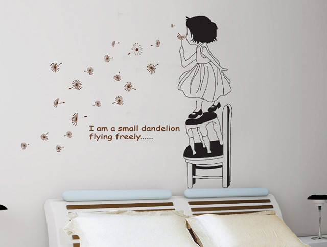 

Интерьерная наклейка на стену Девочка с одуванчиком (ay715)