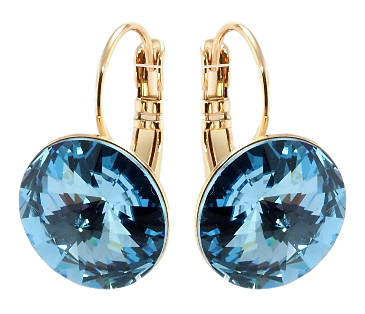 

Серьги Xuping Позолота 18K с кр-ми Swarovski французский замок "Кристаллы Aquamarine на дужке, ø 14мм"