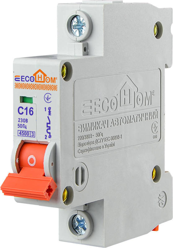 

Автоматический выключатель ECO 1p C 16A ECOHOME [ECO010010003]