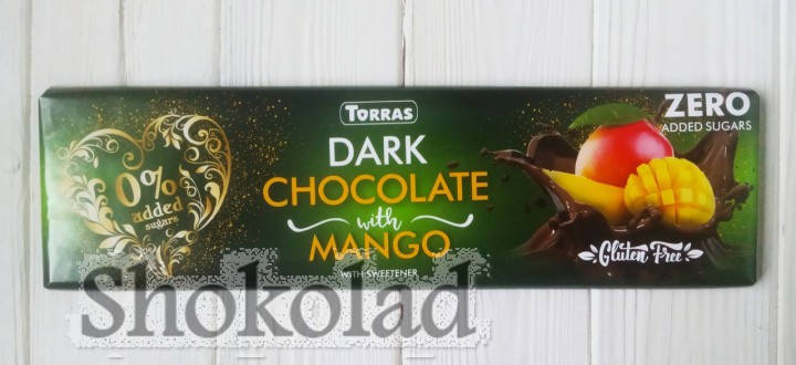 

Шоколад черный с манго без сахара и глютена Torras Zero 300 г Испания