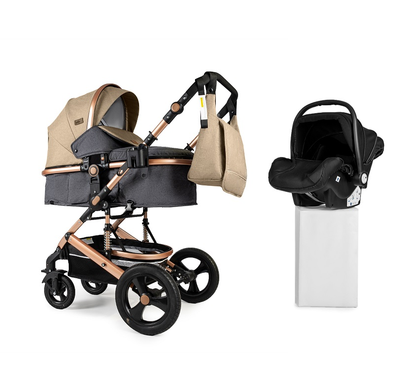

Детская коляска трансформер 3в1 Ninos Brava New BEIGE (Khaki), Бежевый