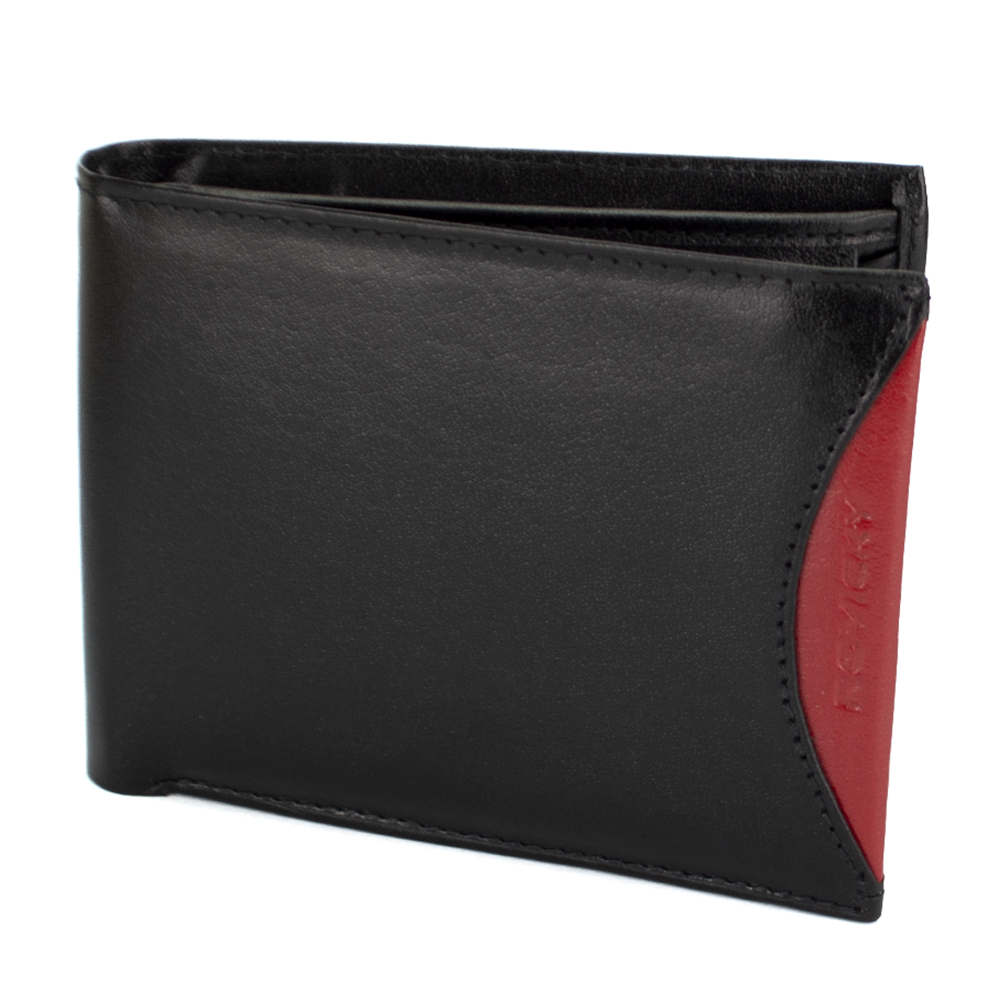 

Портмоне кожаное мужское черное Rovicky 1531-03 BOR Black+Red, Черный